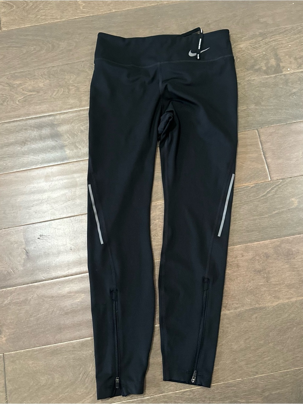 Nike Black Athletic Tights with Reflective Stripes